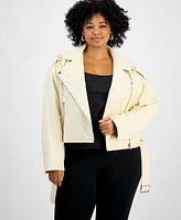 Bar Iii Trendy Plus Faux-Leather Moto Jacket, Exclusively at Macy's