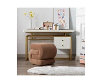 The Pop Home Chic S-Shape Velvet Footstool, Upholstered Makeup Stool, Modern Ottoman for Bedroom, Living Room, and Dressing Area-The