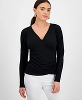 I.n.c. International Concepts Petite Dolman-Sleeve Surplice-Neck Top, Exclusively at Macy's