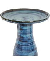 21" H Ceramic Bird Bath for Outside - Hand-Painted Outdoor Bird Bath Bowl, Uv/Frost-Resistant Finish - Galaxy Blue - Classic Pedestal