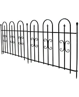 Sunnydaze Decor Finial 8' Set of 2 Decorative Garden Fence Panels - Iron Border Fence - 49.25" W x 38.25" H Per Panel - Black