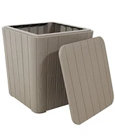 Sunnydaze Decor 11.5-Gallon Deck Storage Box with Flat Top and Faux Wood Design - Driftwood