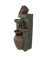 Sunnydaze Decor 39-Inch Cascading Earthenware Pottery Stream Outdoor Water Fountain