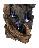 Sunnydaze Decor 35-Inch Mountainside Rock Waterfall Fountain - Large Outdoor Water Fountain with Led Lights