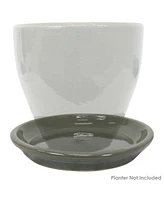 Ceramic Outdoor Flower Pot Saucers Set of - Uv- and Frost-Resistant - Gray Glazed FInish