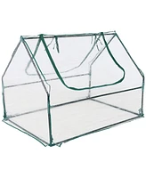 Outdoor Portable Mini Greenhouse Tent with 2 Zippered Side Doors and Iron Tube Frame - Clear