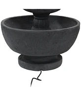 34-Inch H Budding Fruition 3-Tier Outdoor Water Fountain - Waterfall Feature for the Patio, Yard, or Lawn