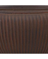 Sunnydaze Decor Elizabeth 15" Double-Walled Polyresin Outdoor Ribbed Urn Planter - Uv-Resistant Rust Finish