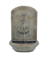 Sunnydaze Decor Seaside 27-Inch Solar Wall Fountain with Battery Backup - Florentine Stone