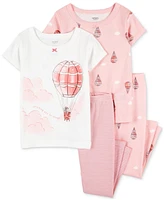 Carter's Toddler Girls Air Balloon Cotton Pajamas, 4 Piece Set