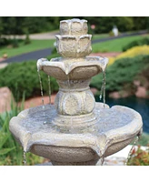 Sunnydaze Decor 35-Inch H Birds' Delight 3-Tier Outdoor Water Fountain - Submersible Electric Pump - Beige