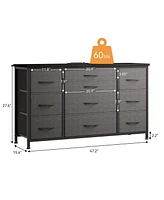 gaomon Dresser for Bedroom 55''Tv Stand with Power Outlet & Led Wide Dresser with 10 Large Drawers