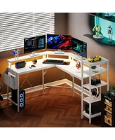 gaomon L Shaped Desk with Power Outlets & Led Lights, 62" Computer Desk