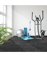 Sorbus 18 Interlocking Gym Floor Mat - 1/2" Thick Rubber Top High-Density Eva Foam (72 Sq Ft) - for Yoga, Heavy Exercise Equipment (Blue Speckled)