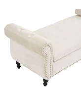 The Pop Home Velvet Storage Ottoman Bench with Pillow, Stylish Footrest and Hidden for Living Room, Bedroom, or Entryway-The