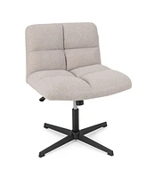 Gouun Office Armless Chair Cross Legged with Imitation Lamb Fleece and Adjustable Height