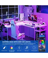 gaomon L Gaming Desk, 68" Home Office Desk with File Drawer & Power Outlet, Computer Corner Desk