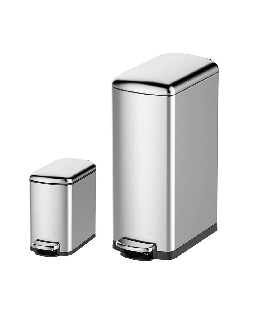 gaomon Kitchen Trash Can Set, 13.2 Gal & 2.11 Gal Stainless Steel Waste Bins