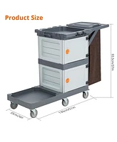 gaomon Commercial Janitorial Cart with Cabinet, 3-ply Multi-Purpose Engineered Plastic Housekeeping Car