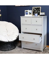 5-Drawer Vertical Beadboard Dresser - Gray - 43.5-Inch Tall