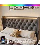 gaomon Queen Led Bed Frame with Charging Station