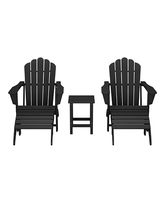 WestinTrends 5-Piece Adirondack Chair with Folding Ottoman and Table Set