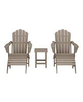 WestinTrends 5-Piece Adirondack Chair with Folding Ottoman and Table Set