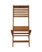 Sunnydaze Decor Meranti Wood Outdoor Folding Patio Chairs - Set of 2 - Teak Oil Finish