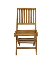 Sunnydaze Decor Nantasket Solid Teak Outdoor Folding Dining Chairs - Light Wood Stain Finish - 2 Chairs