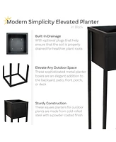 Modern Simplicity 8.25" Square Metal Raised Planter Box with Legs