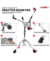 5 Core Drum Throne Adjustable Guitar Stool Padded Seat + Drum Practice Pad Snare Drumming Stand