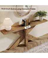 Tribesigns 70.9 Inches Long Sofa Table Behind Couch, Farmhouse Console Entry with Wooden Geometric Base for Entryway, Living Room