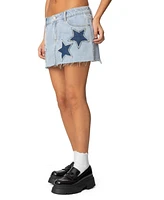 Edikted Women's Shining Star Denim Mini Skirt