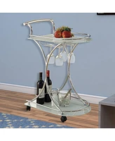 Slickblue Captivating Serving Cart with 2 Frosted Glass Shelves for Elegant Entertaining