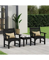 WestinTrends Outdoor Patio 3-Piece Hdpe Adirondack Garden Chairs with Square Side Table Set
