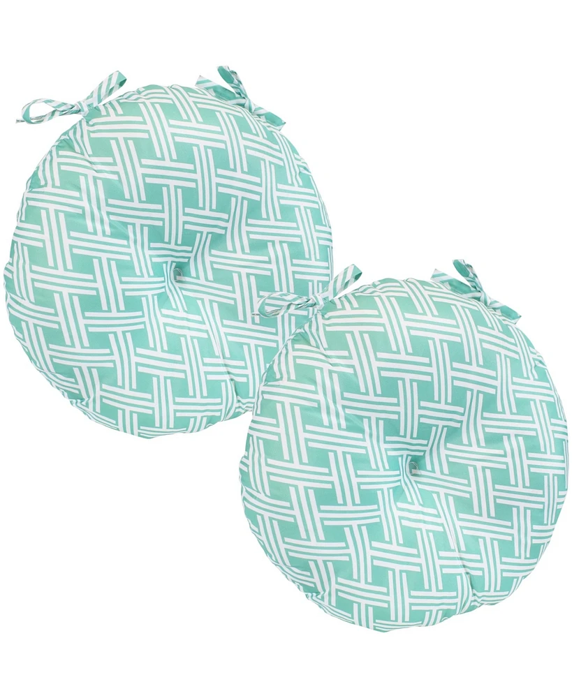 Indoor/Outdoor Polyester Replacement Round Bistro Chair Seat Cushions - 15" - 2pk