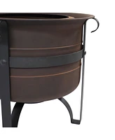 Sunnydaze Decor 23-Inch Cauldron-Style Smokeless Wood-Burning Fire Pit with Cover and Poker - Steel Outdoor Smokeless Fire Pit for the Backyard