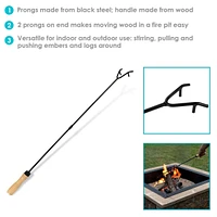 32-Inch Steel Fire Pit Poker with Wood Handle - For Indoor and Outdoor Use