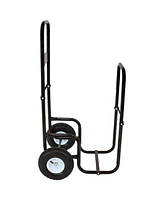 Outdoor Firewood Carrier Log Dolly - Wood Cart with Wheels - Black