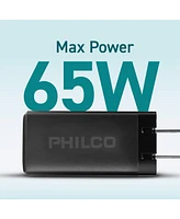 Philco GaN Usb-c Charger, 65W Power Delivery 3.0 Fast Charger, Compact and Efficient Wall Adapter for Smartphones, Laptops.