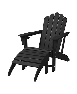 WestinTrends 2-Piece Outdoor Patio Hdpe Adirondack Chair With Ottoman and Cup Holder Set