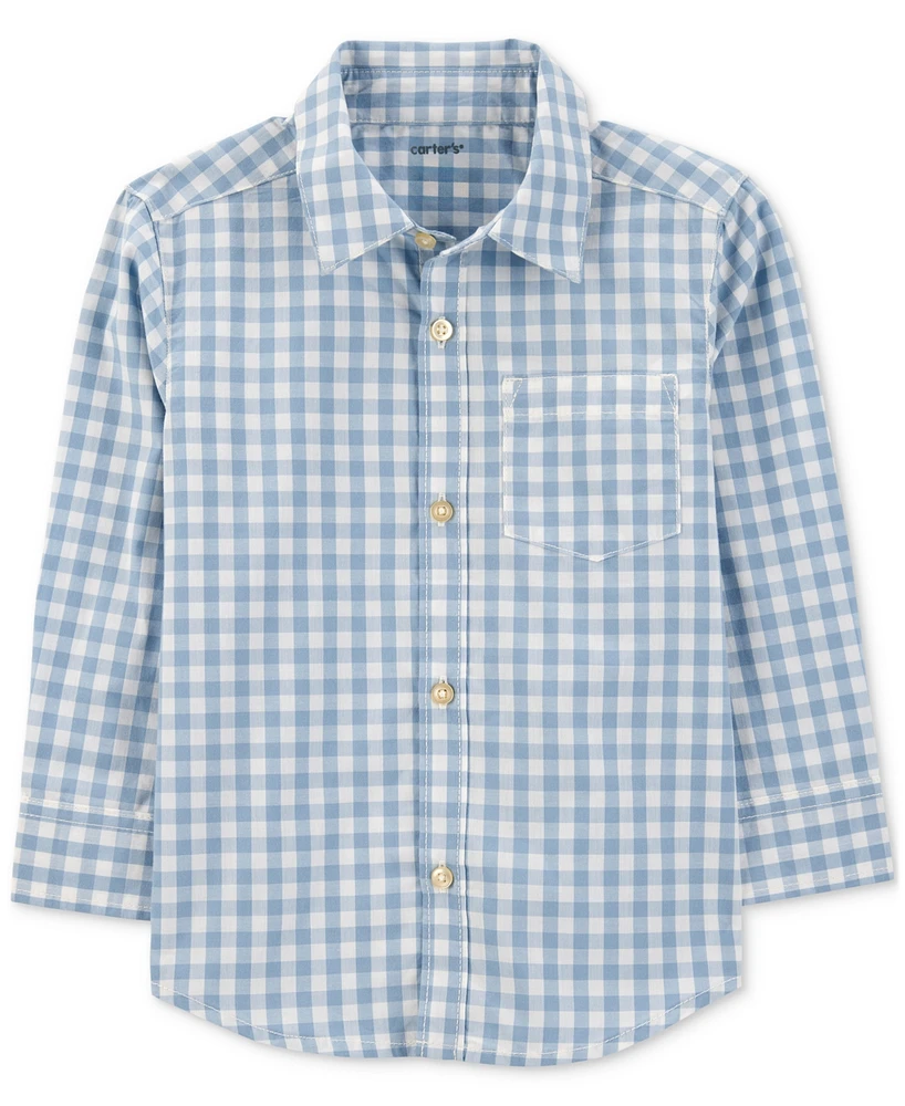 Carter's Toddler Boys Plaid Woven Cotton Long-Sleeve Button-Down Shirt