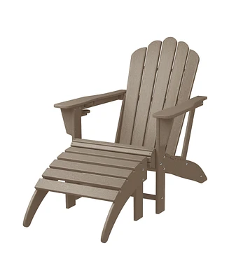 WestinTrends 2-Piece Outdoor Patio Hdpe Adirondack Chair With Ottoman and Cup Holder Set