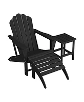 WestinTrends 3-Piece Adirondack Chair with Cup Holder and Folding Ottoman and Table Set