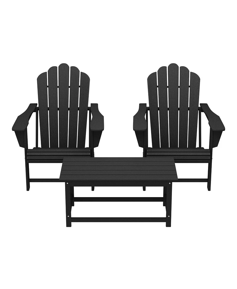 WestinTrends 3-Piece Adirondack Chairs with Cup Holders and Coffee Table Set