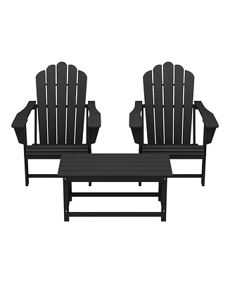 WestinTrends 3-Piece Adirondack Chairs with Cup Holders and Coffee Table Set