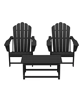 WestinTrends 3-Piece Adirondack Chairs with Cup Holders and Coffee Table Set