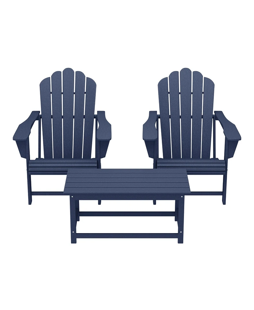 WestinTrends 3-Piece Adirondack Chairs with Cup Holders and Coffee Table Set