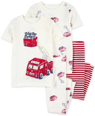 Carter's Toddler Boys Fire Truck Cotton Pajamas, 4-Piece Set