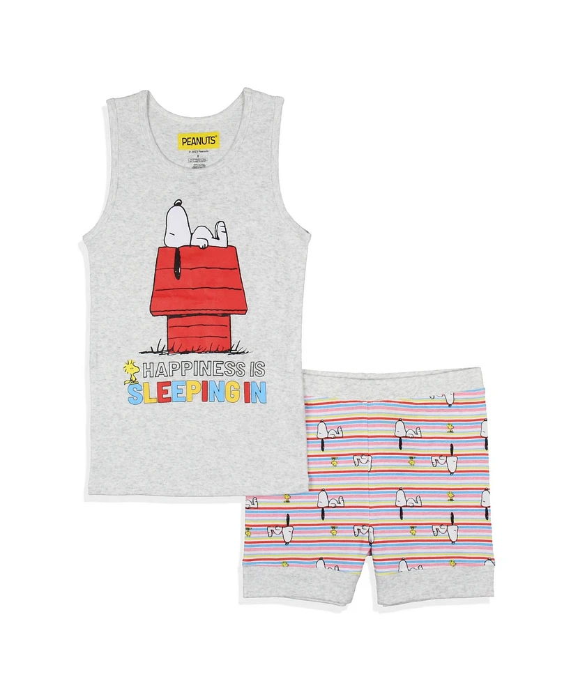 Peanuts Big Girls Snoopy Happiness Is Sleeping Tank Pajama Set